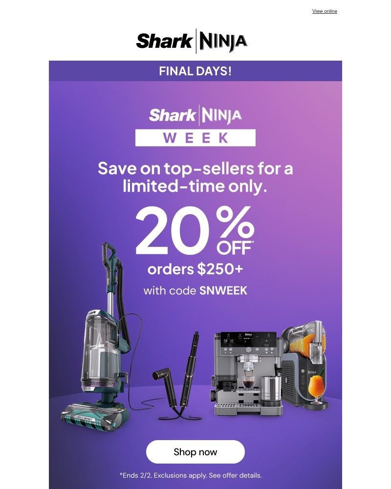 Screenshot of email sent to a Shark Newsletter subscriber