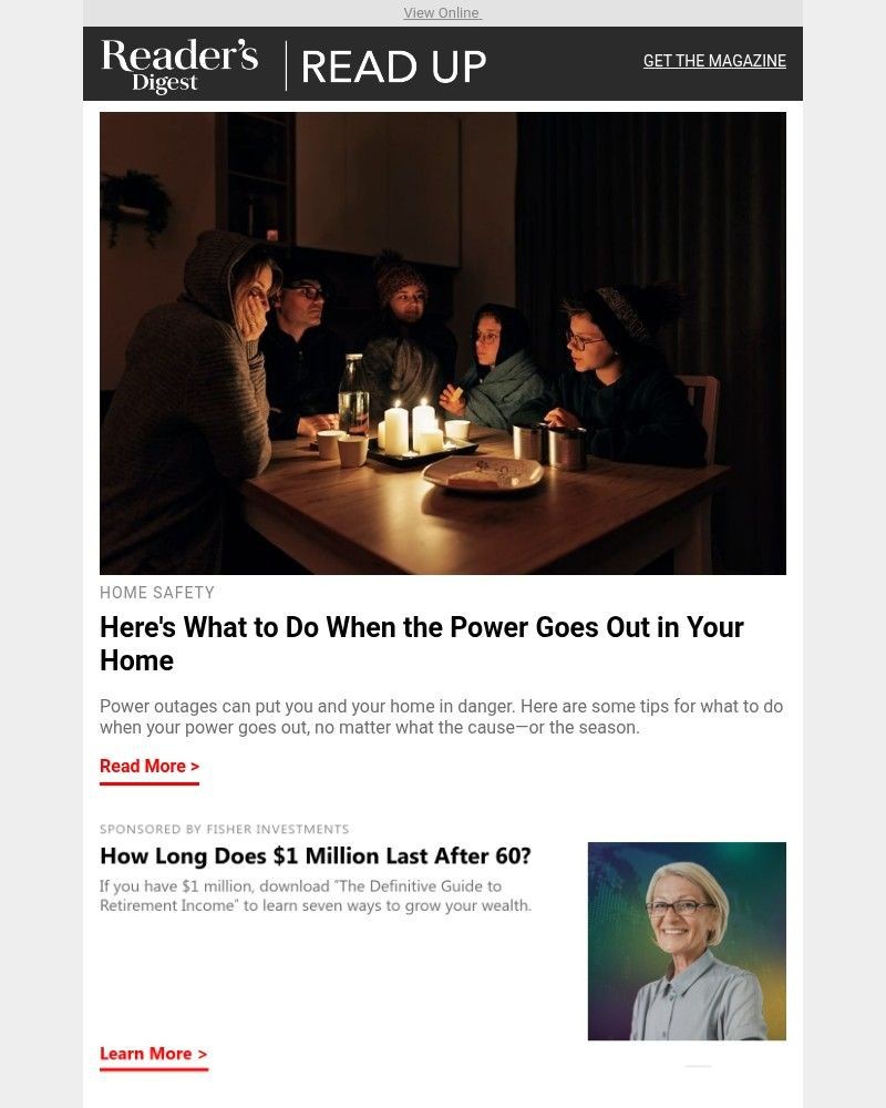 Screenshot of email sent to a Reader’s Digest Newsletter subscriber