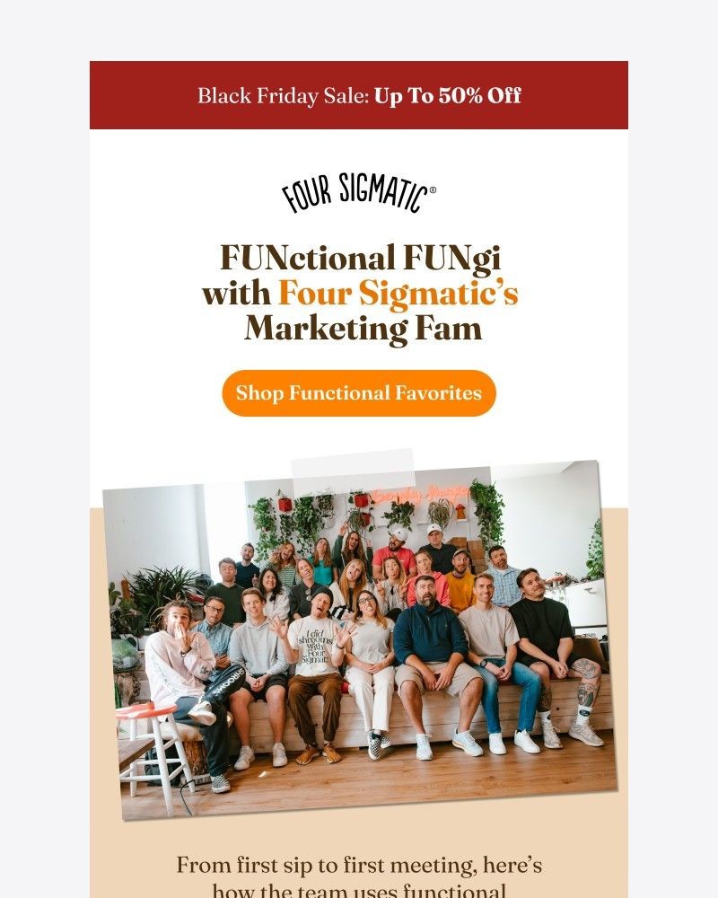 Screenshot of email sent to a Four Sigmatic Newsletter subscriber