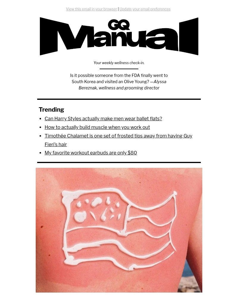 Screenshot of email sent to a GQ Newsletter subscriber