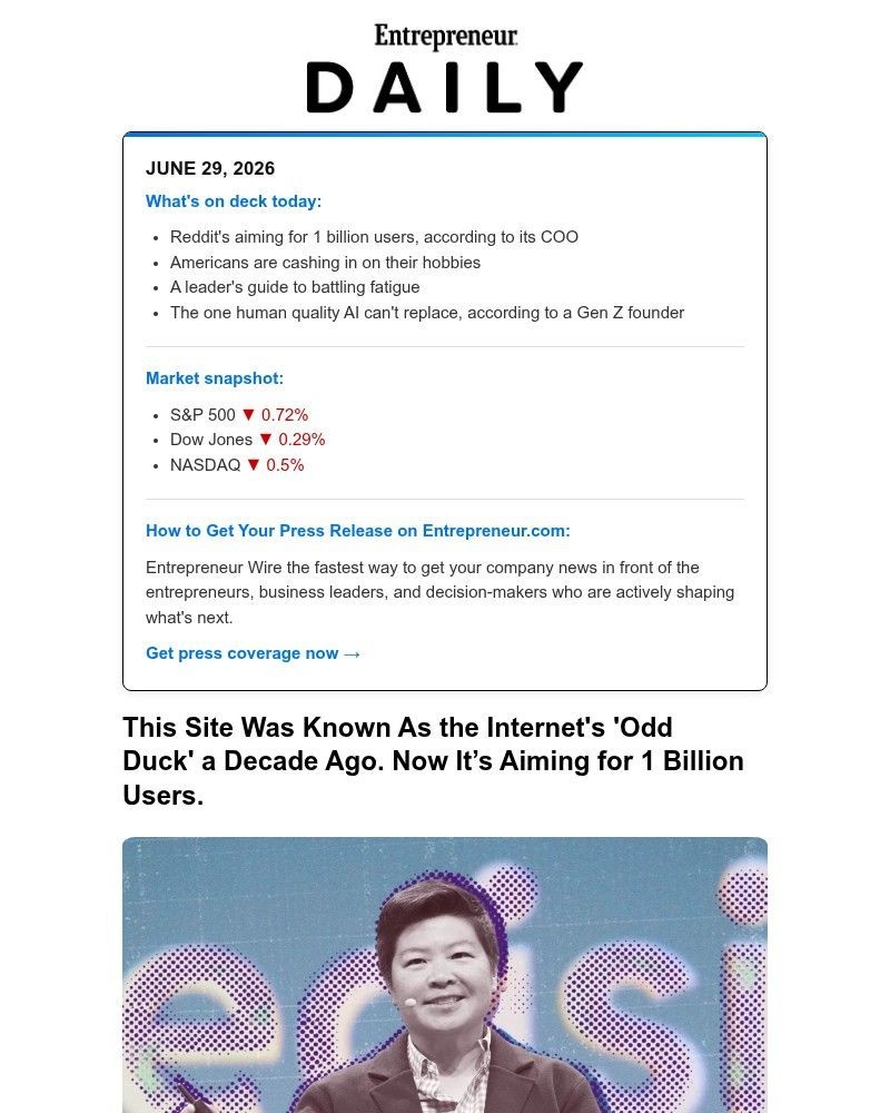 Screenshot of email with subject /media/emails/americans-are-making-100k-a-year-from-their-hobbies-6fcc64-cropped-c9391188.jpg