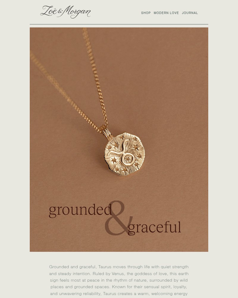 Screenshot of email sent to a Zoe & Morgan Newsletter subscriber