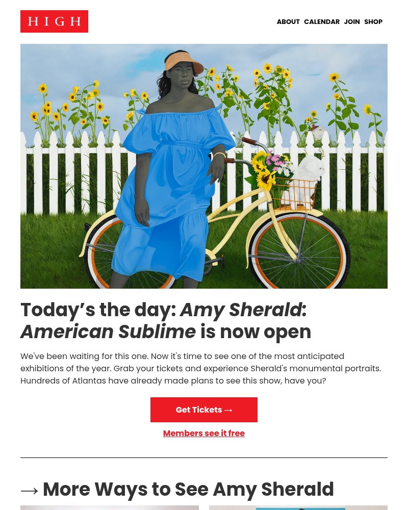 Screenshot of email sent to a High Museum of Art Newsletter subscriber
