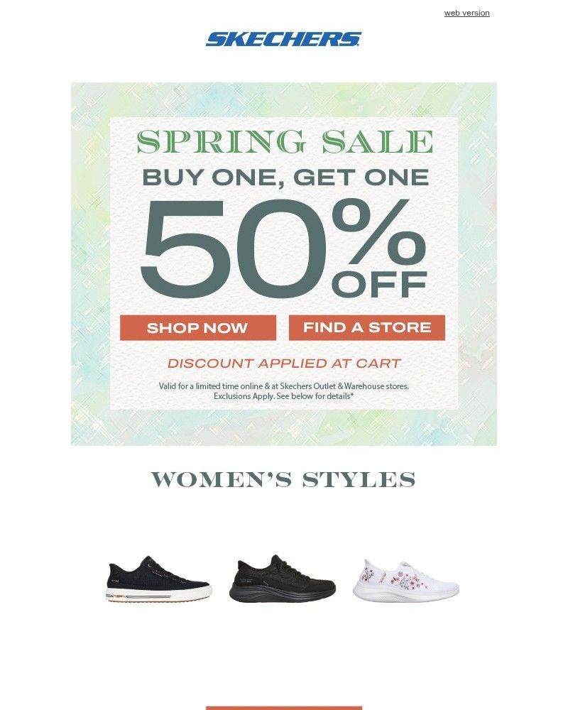 Screenshot of email sent to a Skechers Newsletter subscriber