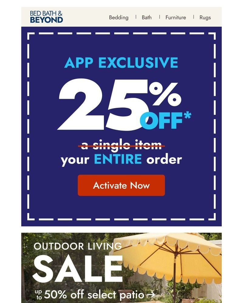 Screenshot of email sent to a Overstock Newsletter subscriber