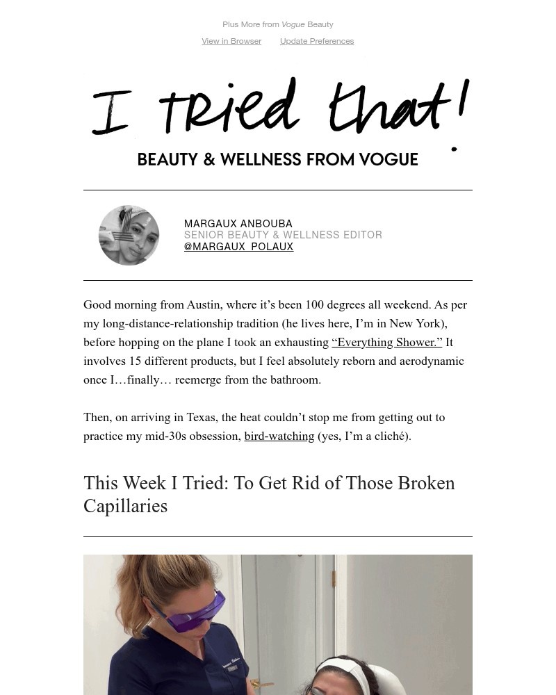 Screenshot of email sent to a Vogue Newsletter subscriber