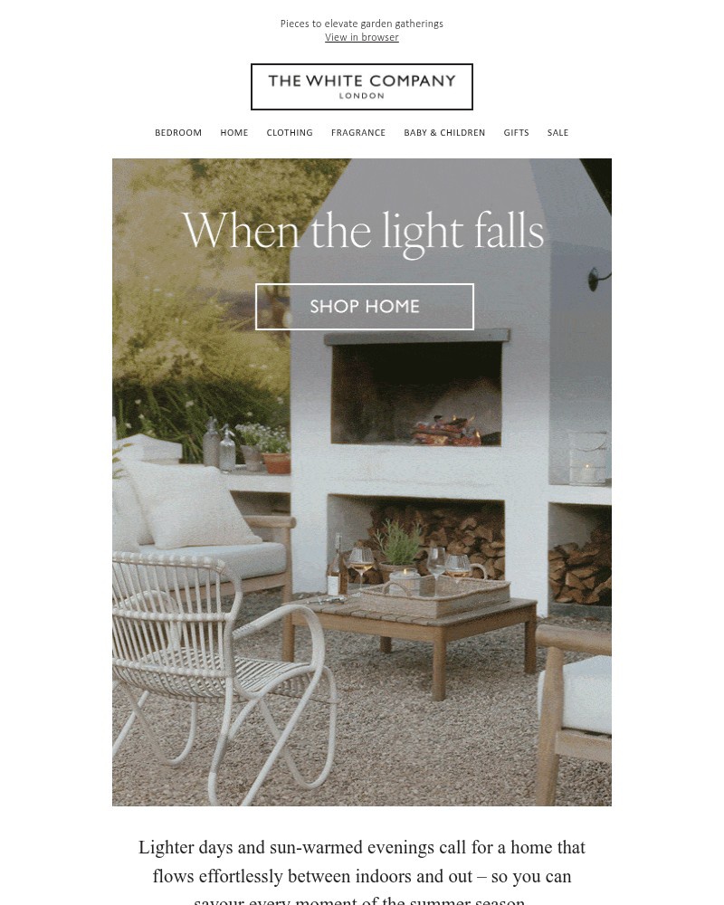 Screenshot of email sent to a The White Company Cart abandoner