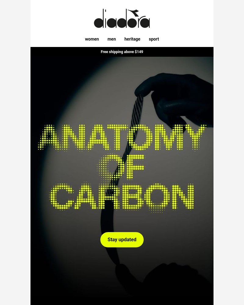 Screenshot of email sent to a Diadora Newsletter subscriber