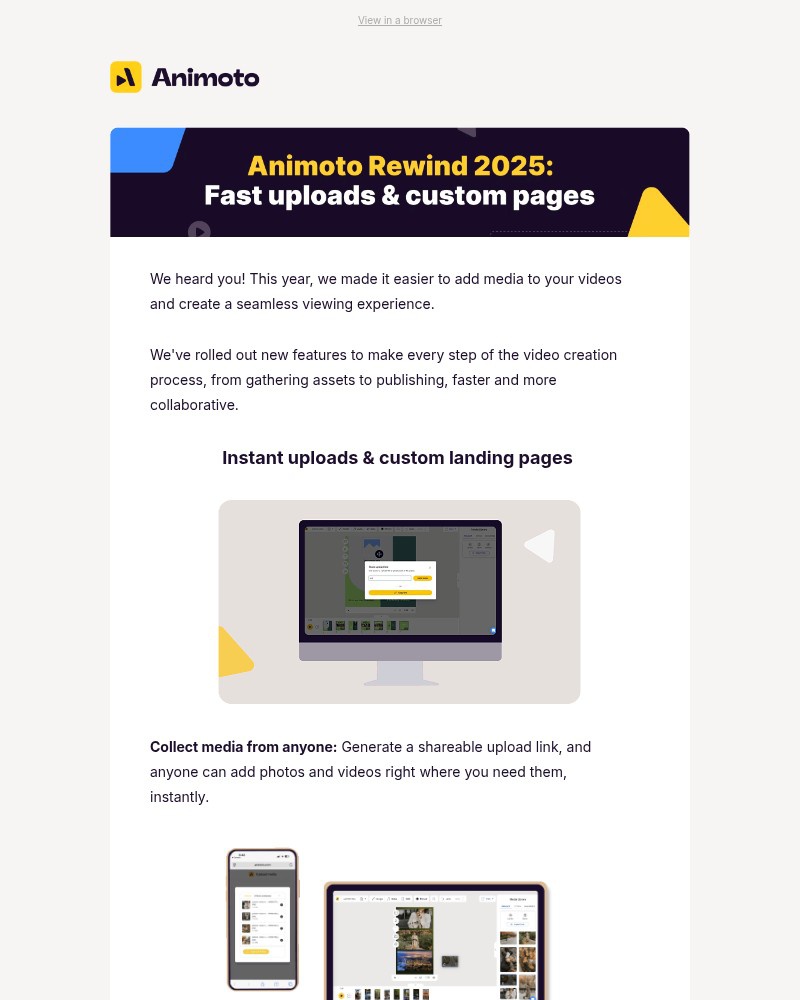 Screenshot of email sent to a Animoto Registered user
