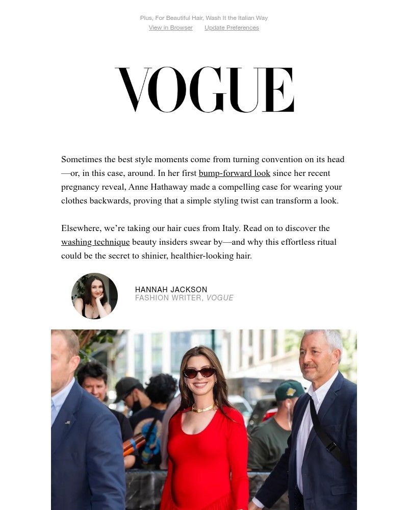 Screenshot of email sent to a Vogue Newsletter subscriber