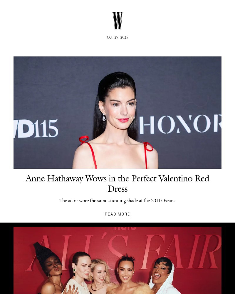 Screenshot of email sent to a W Newsletter subscriber