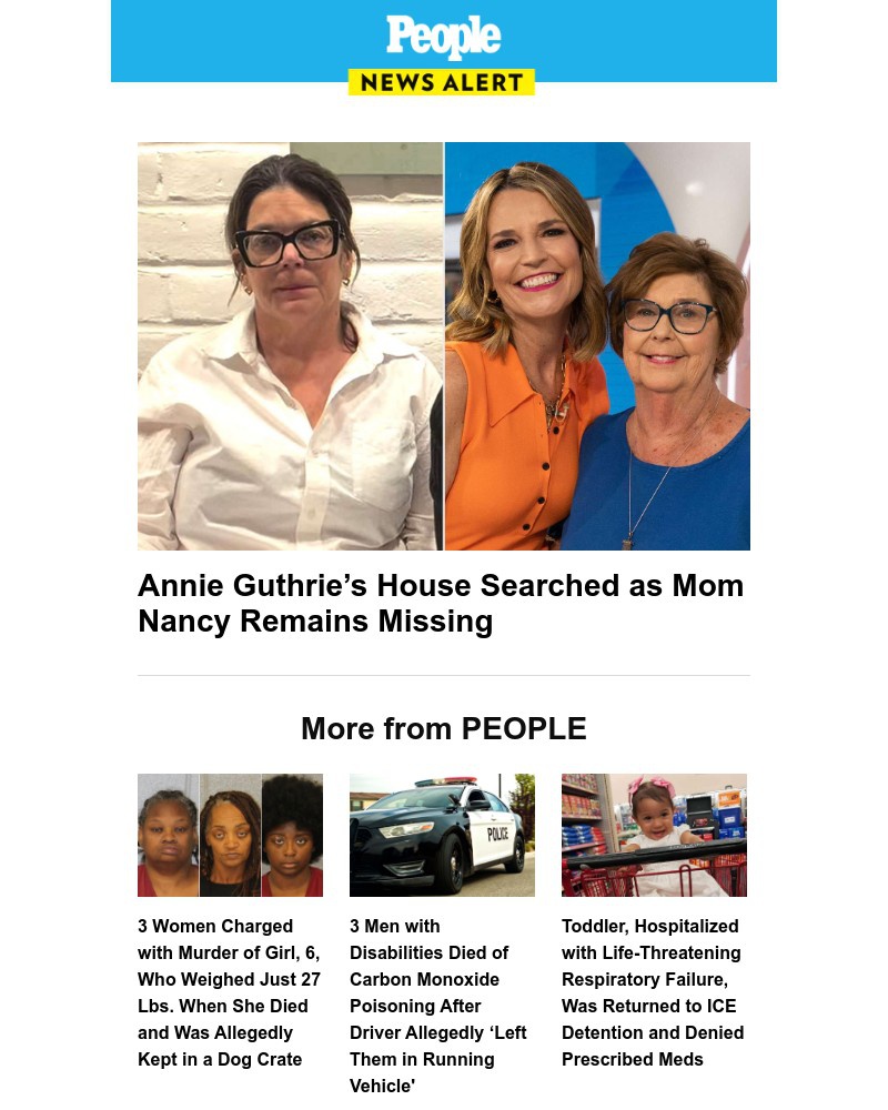 Screenshot of email sent to a People Newsletter subscriber