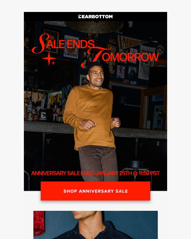 Screenshot of email sent to a Bearbottom Clothing Newsletter subscriber