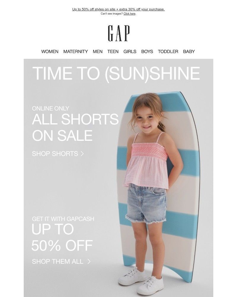 Screenshot of email with subject /media/emails/announcement-all-shorts-on-sale-extra-30-off-8d6f8d-cropped-a0fd046c.jpg