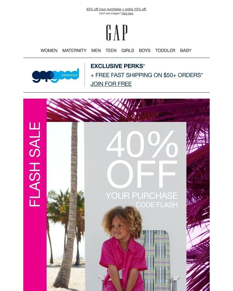 Screenshot of email with subject /media/emails/announcing-a-flash-sale-40-off-purchase-w-code-flash-just-dropped-2b26fc-cropped-7067a925.jpg