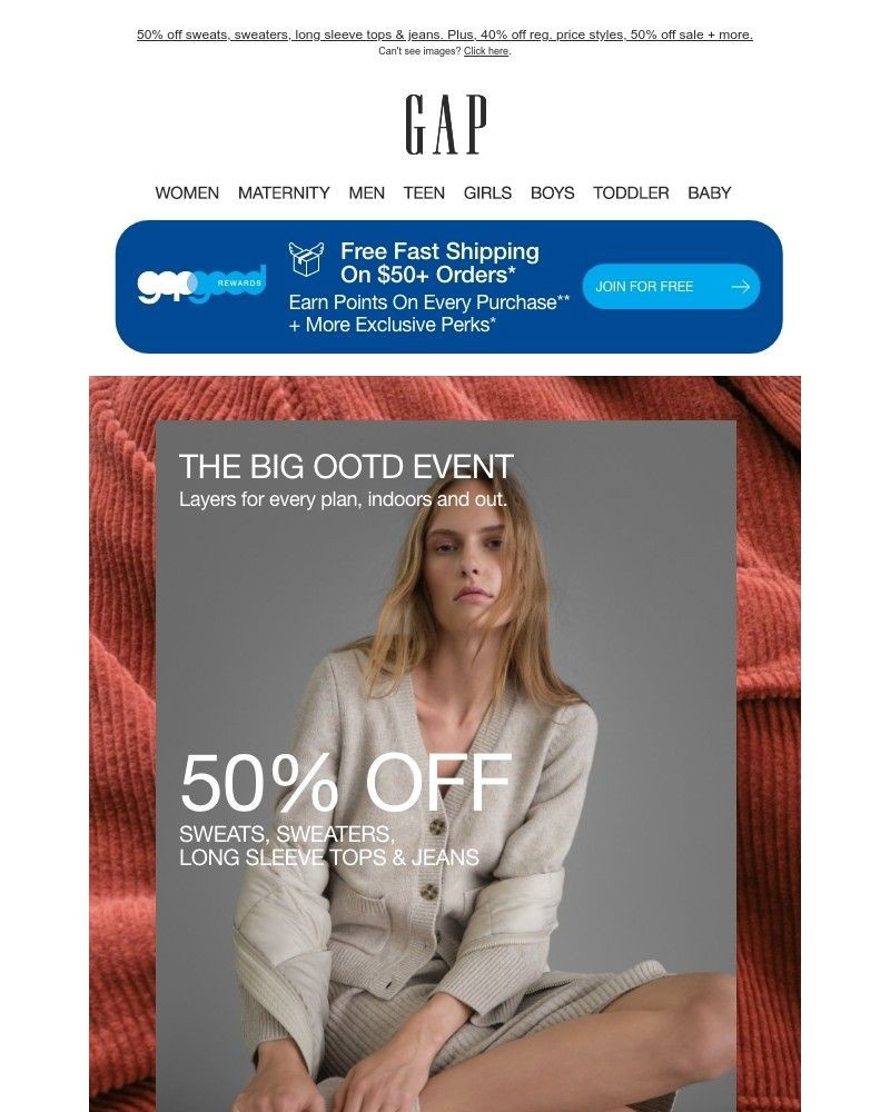 Screenshot of email with subject /media/emails/announcing-the-big-ootd-event-50-off-fave-layers-40-off-more-has-arrived-64dbd2-c_hmeUn7m.jpg