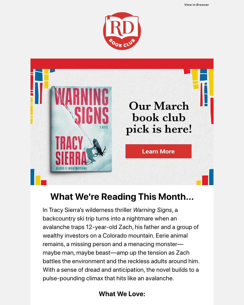 Screenshot of email sent to a Reader’s Digest Newsletter subscriber