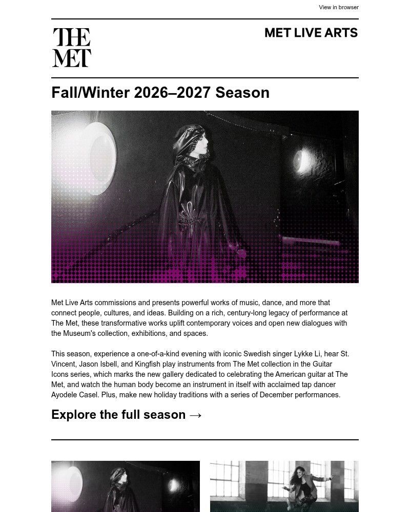 Screenshot of email sent to a The Metropolitan Museum of Art (The Met) Newsletter subscriber
