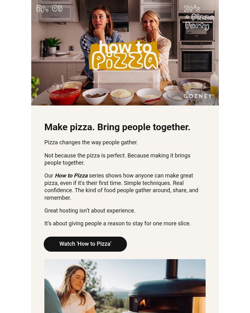 Screenshot of email sent to a Gozney Newsletter subscriber