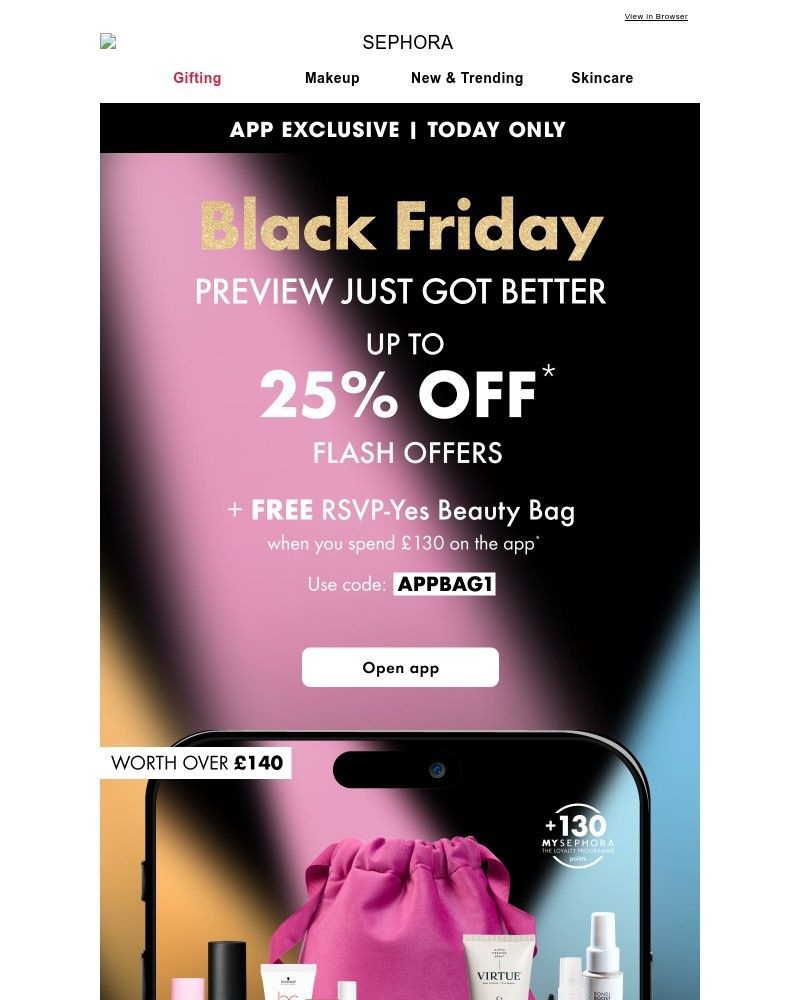 Screenshot of email sent to a Feelunique Newsletter subscriber