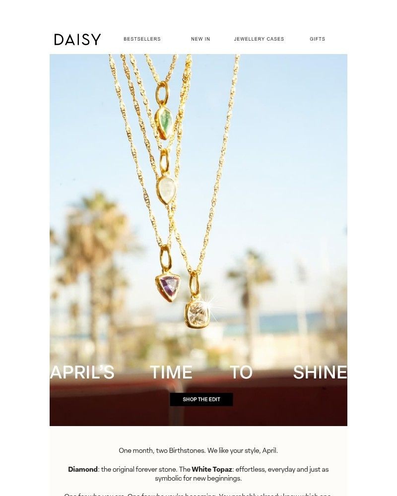Screenshot of email sent to a Daisy Jewellery Newsletter subscriber
