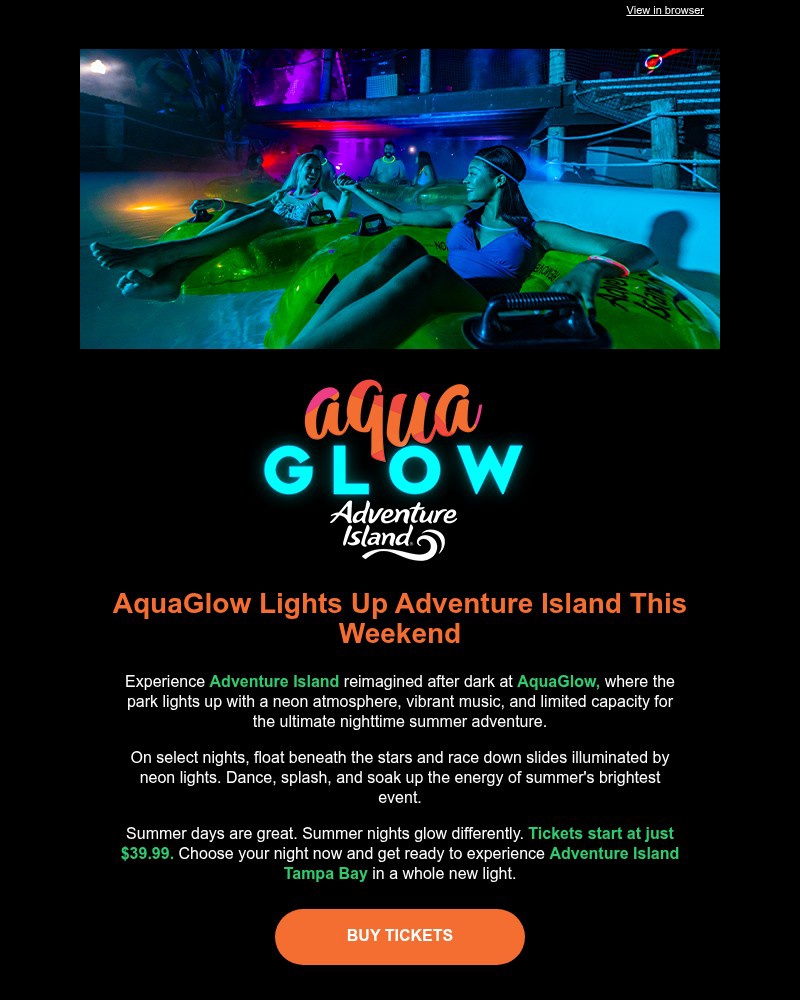 Screenshot of email sent to a Busch Gardens Newsletter subscriber