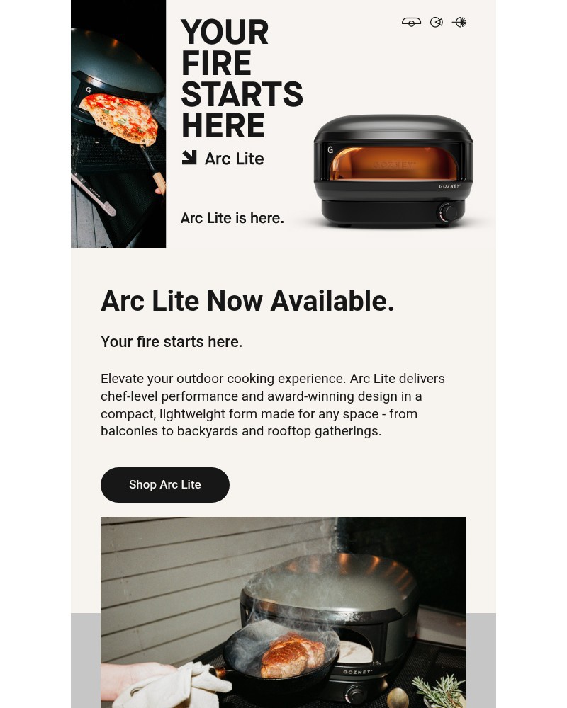 Screenshot of email sent to a Gozney Newsletter subscriber