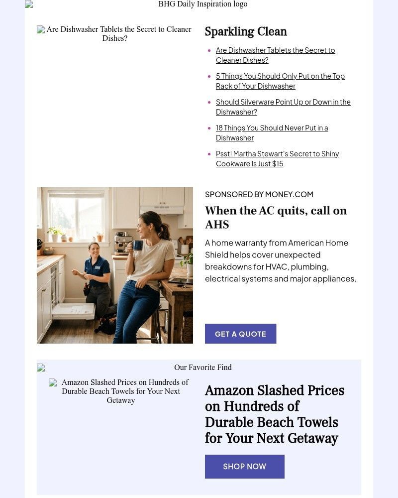 Screenshot of email sent to a Better Homes and Gardens Newsletter subscriber