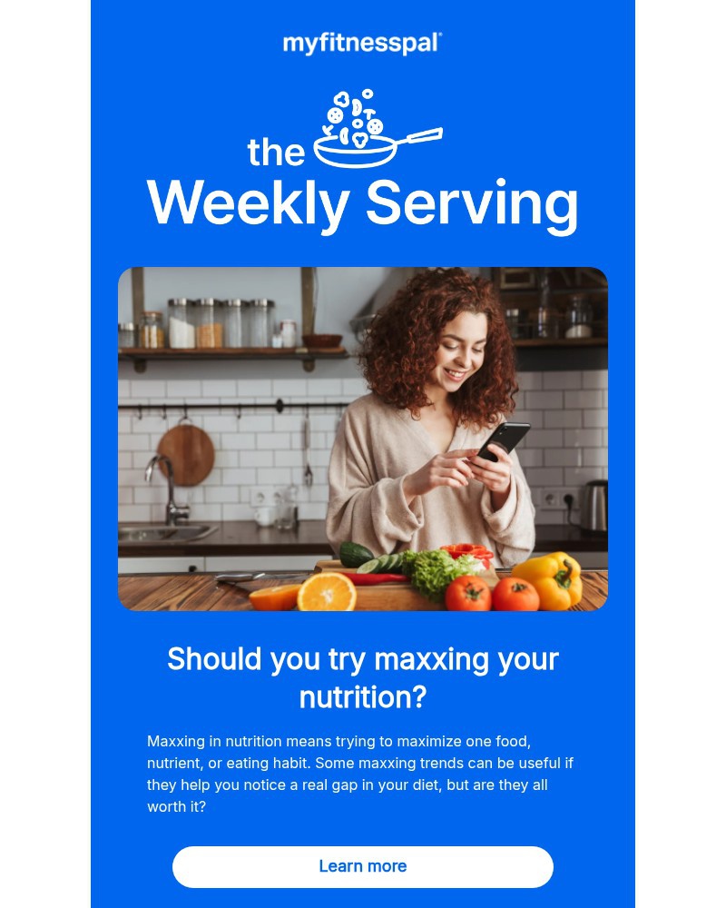 Screenshot of email sent to a MyFitnessPal Registered user