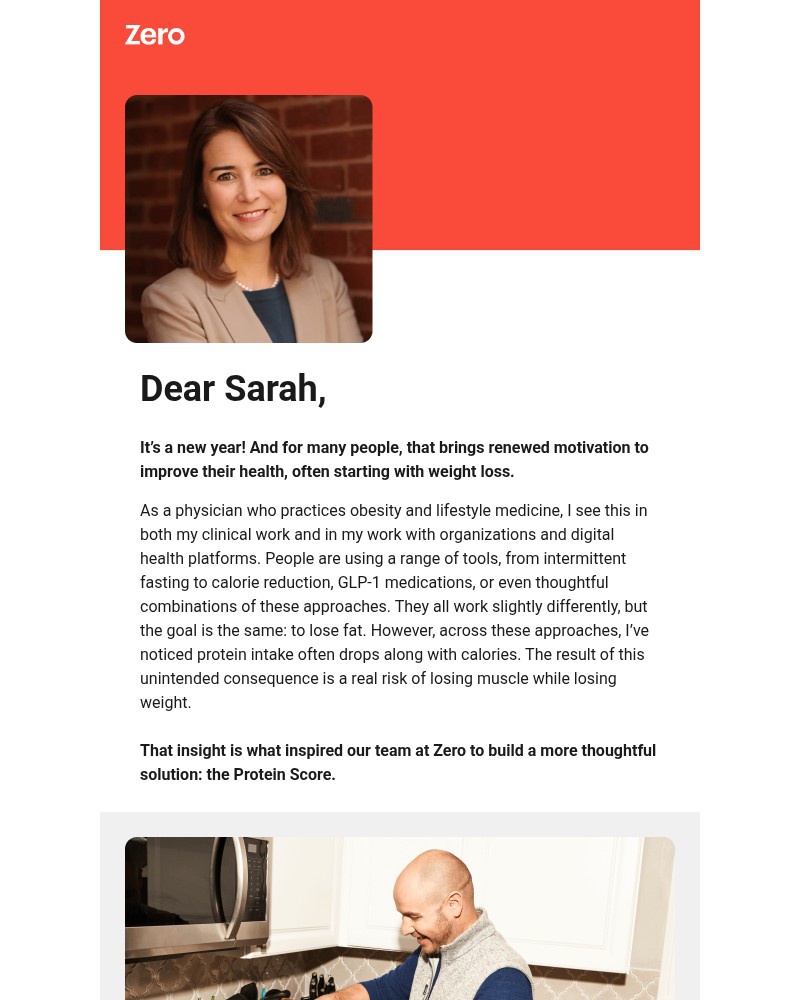 Screenshot of email sent to a Zero Registered user