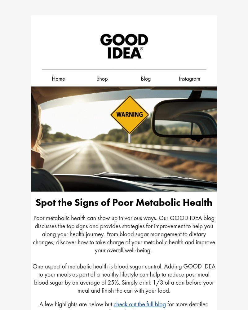 Screenshot of email sent to a Good Idea Newsletter subscriber