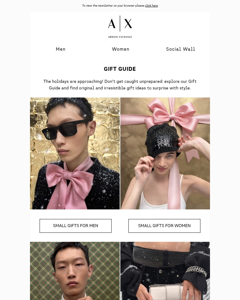 Screenshot of email sent to a Armani Newsletter subscriber