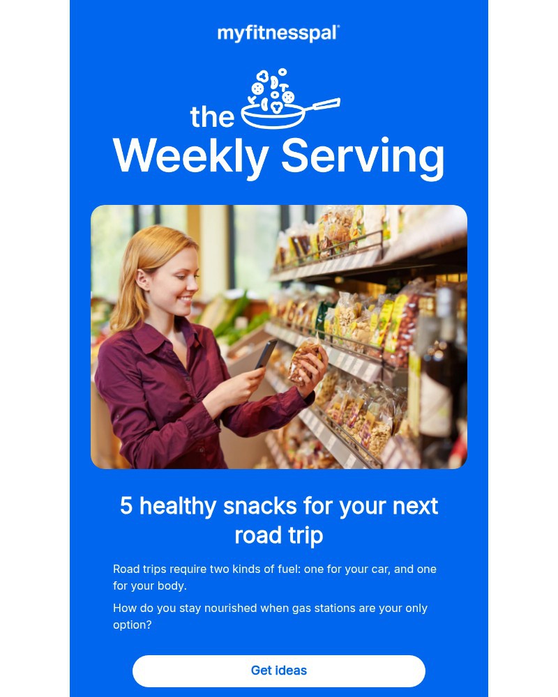Screenshot of email sent to a MyFitnessPal Registered user