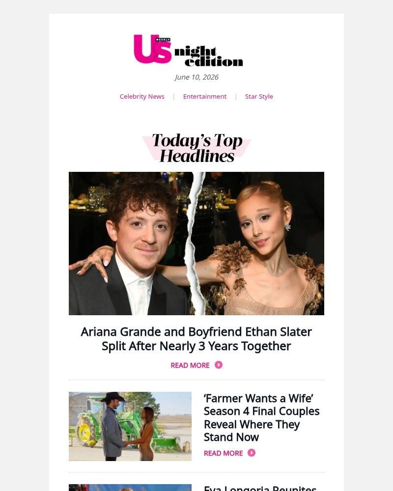Screenshot of email sent to a Us Weekly Newsletter subscriber