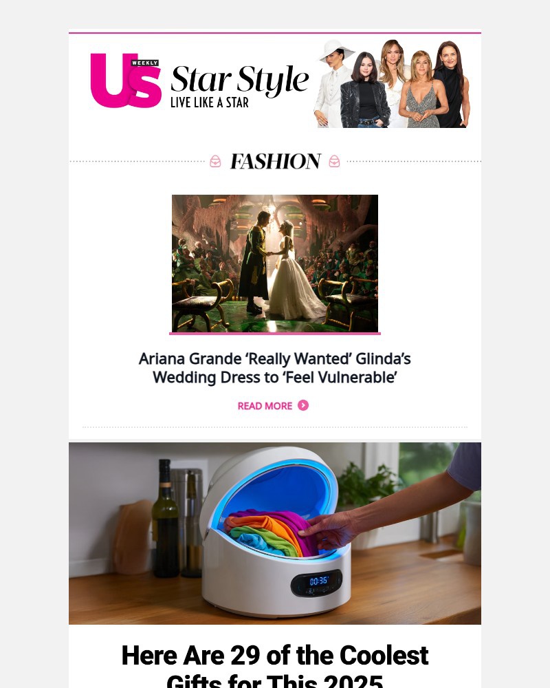 Screenshot of email sent to a Us Weekly Newsletter subscriber
