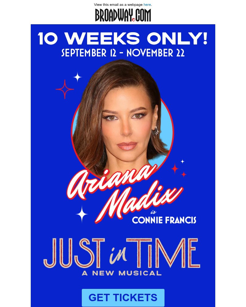 Screenshot of email sent to a Broadway NYC Newsletter subscriber