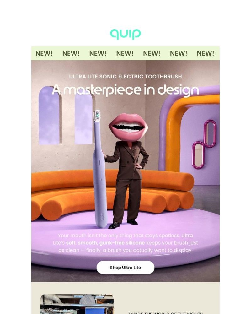 Screenshot of email sent to a Quip Newsletter subscriber