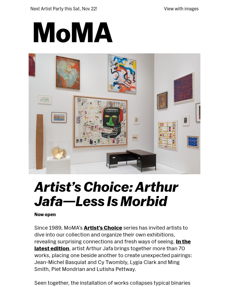 Screenshot of email sent to a The Museum of Modern Art (MoMA) Newsletter subscriber