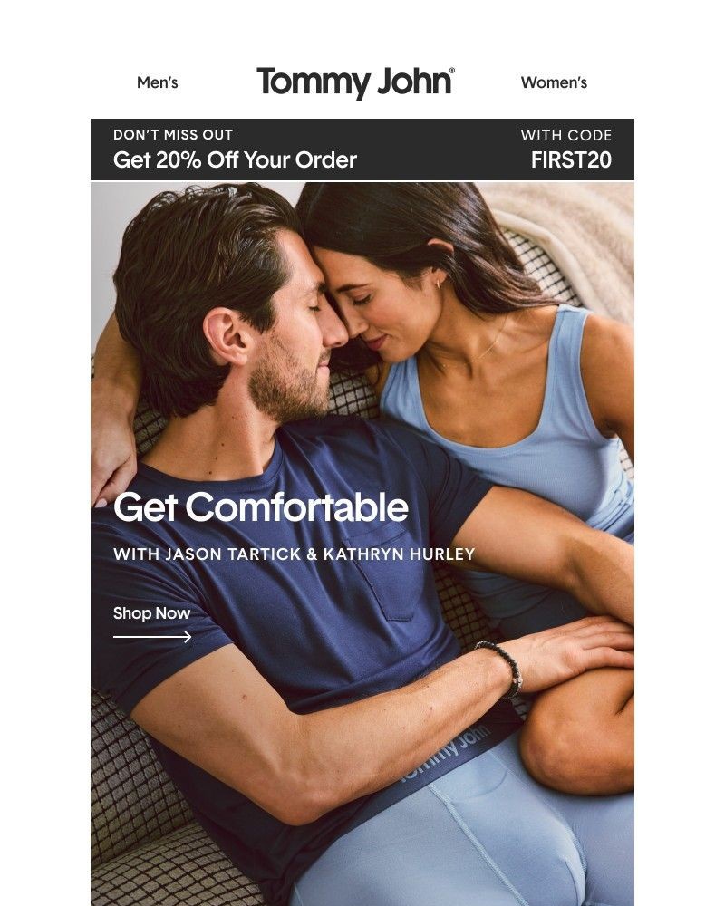 Screenshot of email sent to a Tommy John Newsletter subscriber