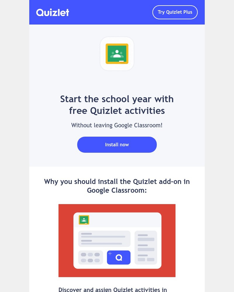 Screenshot of email sent to a Quizlet Teacher