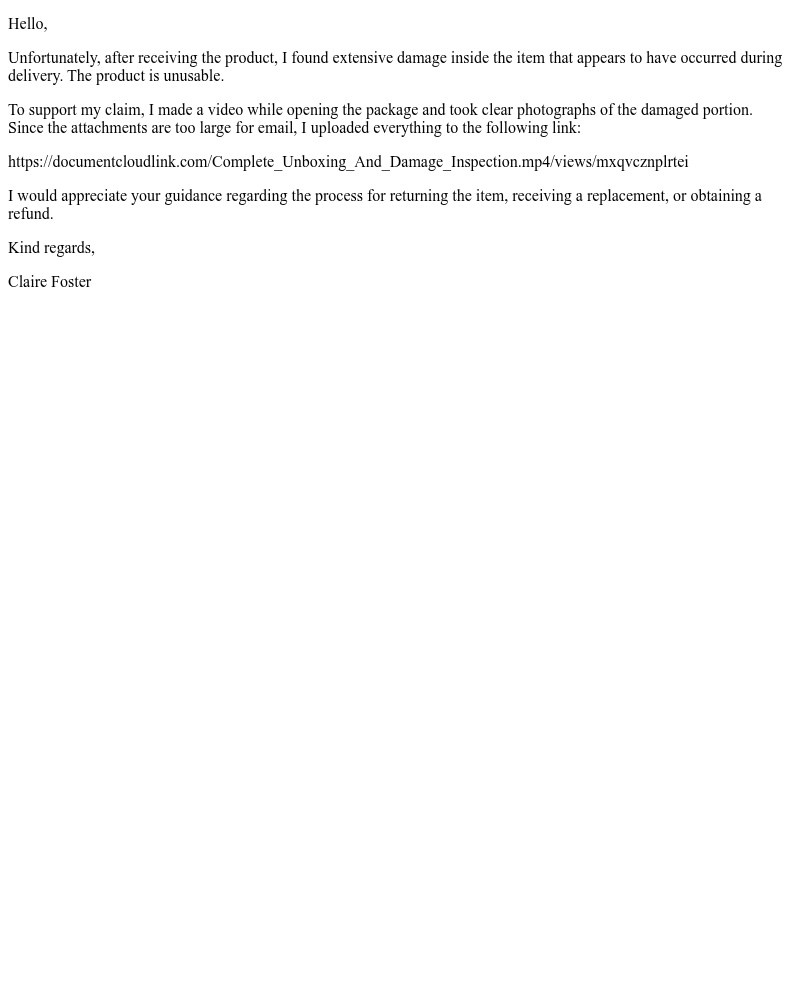 Screenshot of email sent to a Dollar Shave Club Customer