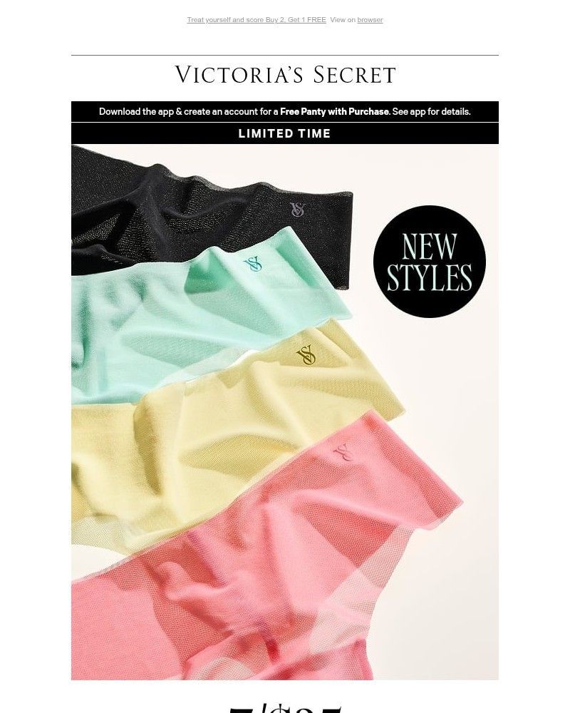 Screenshot of email sent to a Victoria's Secret Newsletter subscriber