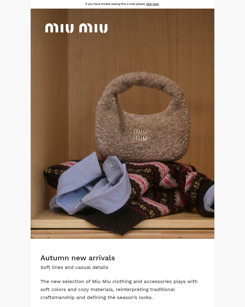 Screenshot of email sent to a Miu Miu Newsletter subscriber