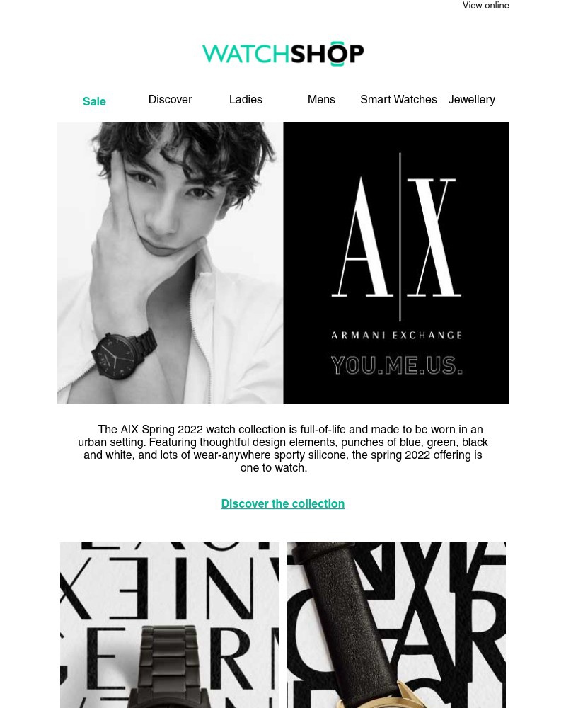 Screenshot of email with subject /media/emails/ax-spring-2022-watch-collection-0df9dc-cropped-91066d76.jpg