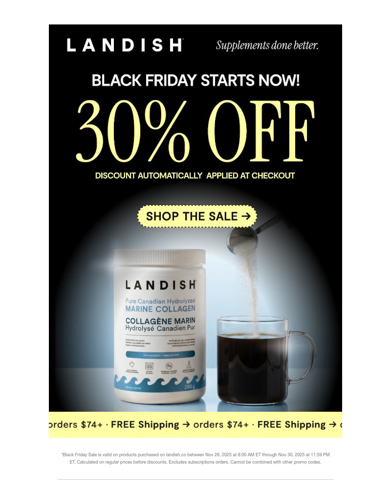 Screenshot of email sent to a Landish Newsletter subscriber