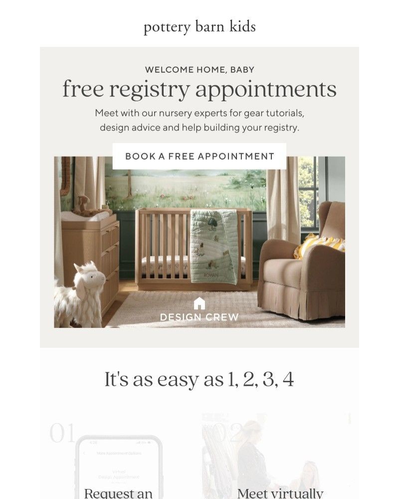 Screenshot of email sent to a Pottery Barn Newsletter subscriber