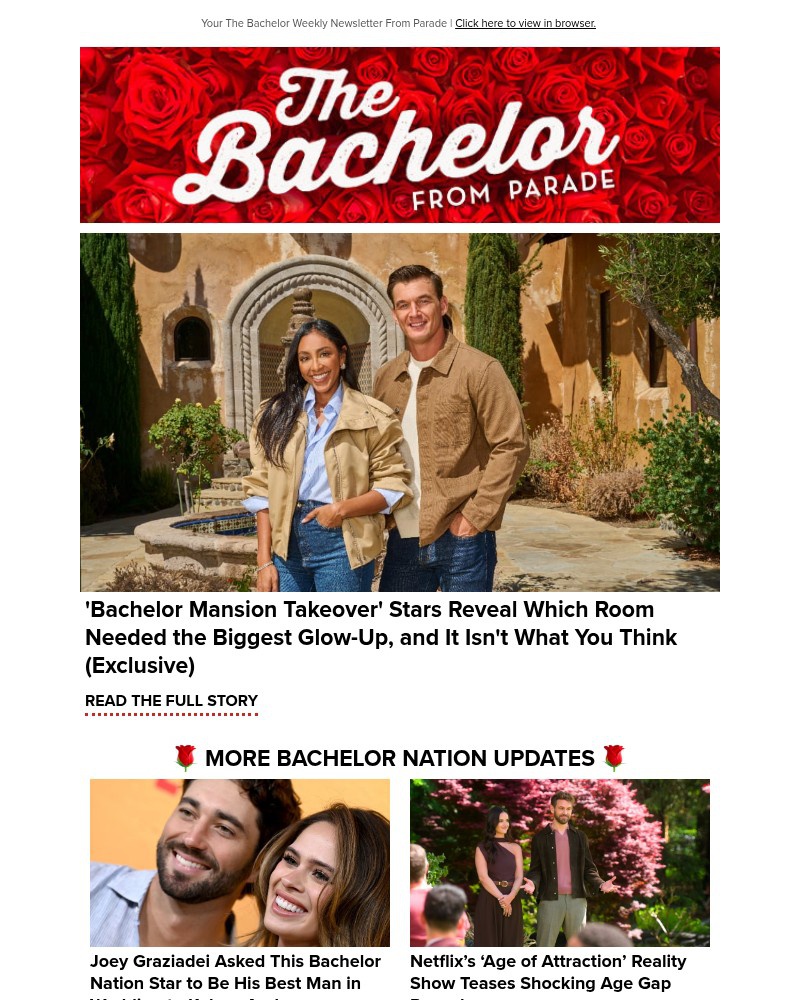 Screenshot of email sent to a Parade Newsletter subscriber