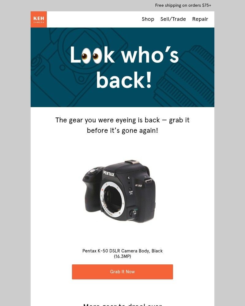 Screenshot of email with subject /media/emails/back-in-stock-pentax-k-50-dslr-camera-body-black-a6ecde-cropped-88a038f0.jpg