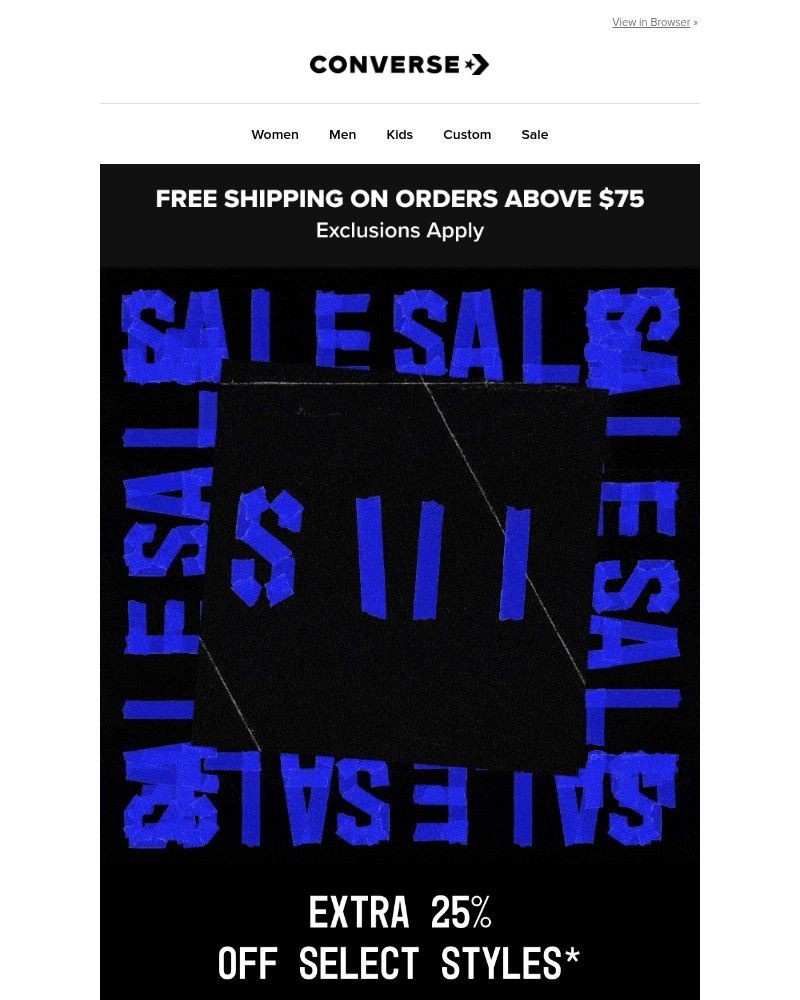 Screenshot of email sent to a Converse Newsletter subscriber
