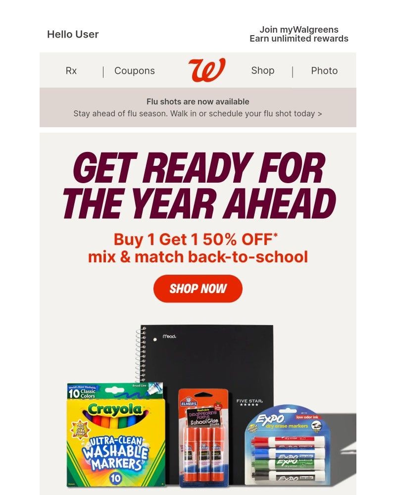 Screenshot of email sent to a Walgreens Registered user
